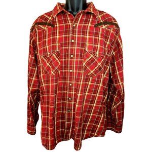 Ariat Retro Fit Mens Plaid Western Snap Front Shirt XL Cotton Long Sleeve